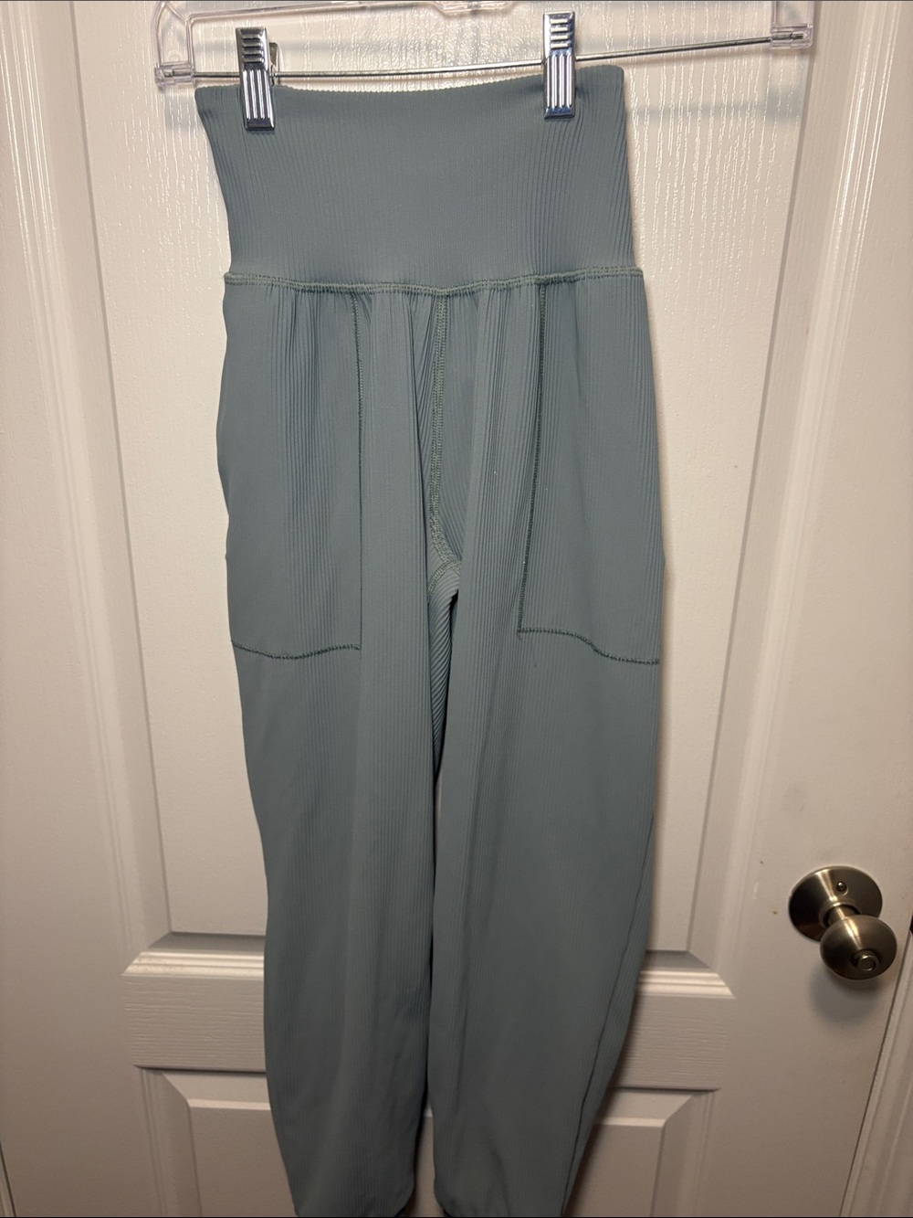 High-Waist Ribbed Joggers in Sage